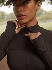 Chocolate Brown Active Sports Zip Through Yoga Jacket - Image 5 of 10