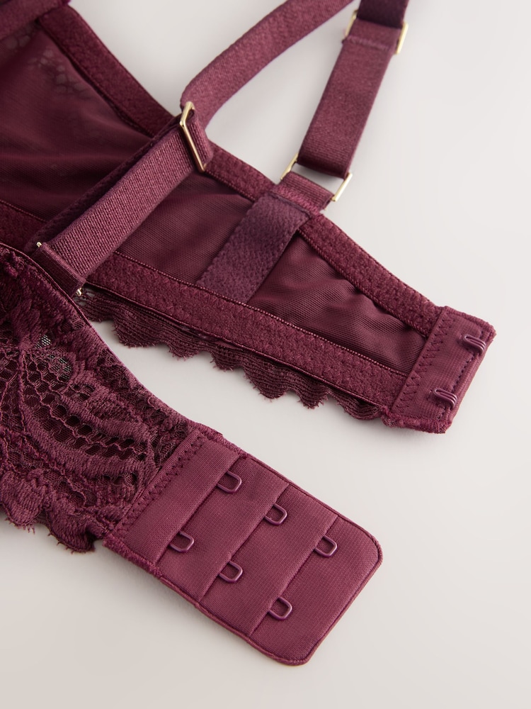 Burgundy Red DD+ Non Pad Plunge A-E Lace Ultimate Comfort Bra - Image 9 of 9 Burgundy Red DD+ Non Pad Plunge A-E Lace Ultimate Comfort Bra - Image 9 of 9