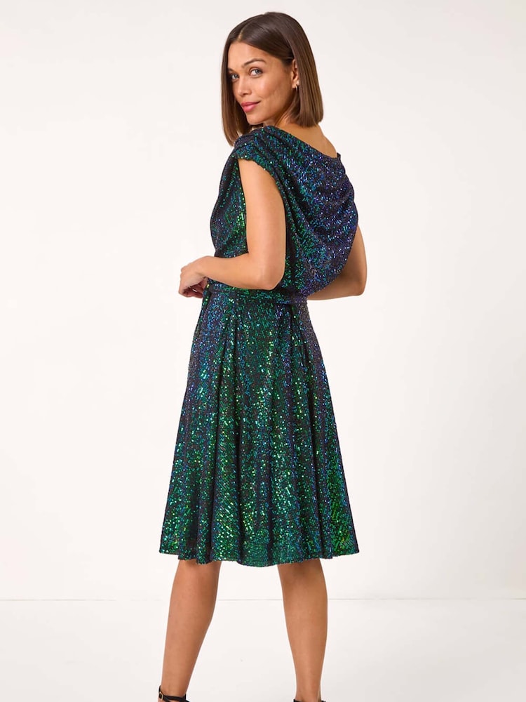 Mid Layers Twist Front Wrap Dress Buy Roman Green Sequin Cowl Neck Stretch  Midi Dress From