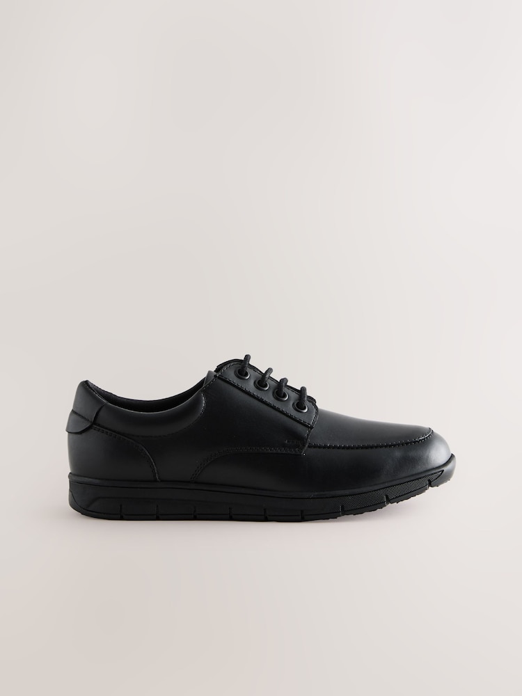 Schwarz - Smart Leather Lace Up School Shoes - Bild 2 von 5