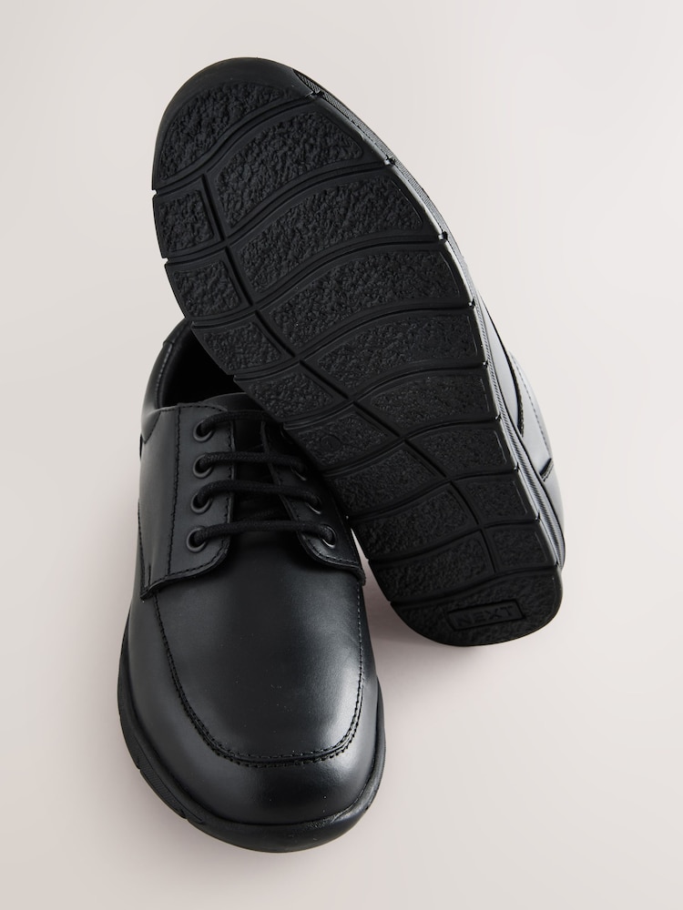 Schwarz - Smart Leather Lace Up School Shoes - Bild 5 von 5