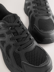 Black Mesh Lace Up School Trainers - Image 4 of 5
