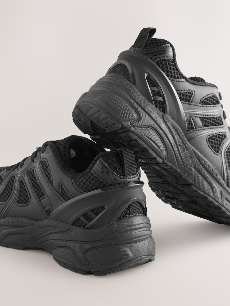 Black Mesh Lace Up School Trainers - Image 5 of 5