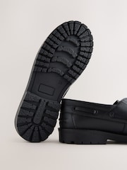 Black Leather Chunky Cleated Boat School Shoe - Image 5 of 5