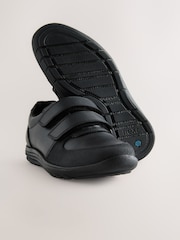 Black Standard Fit (F) Leather 2 Strap Touch Fastening School Shoes - Image 5 of 5