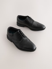 Black Wide Fit (G) Leather Lace Up School Brogues - Image 1 of 5
