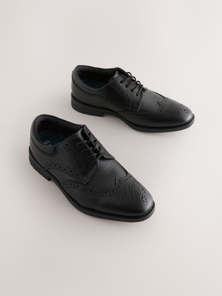 Black Wide Fit (G) Leather Lace Up School Brogues - Image 1 of 5