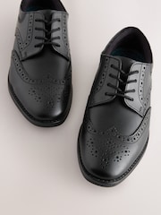 Black Wide Fit (G) Leather Lace Up School Brogues - Image 5 of 5
