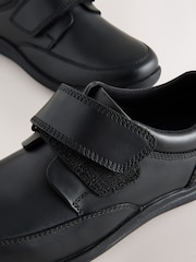 Black Extra Wide Fit (H) Leather 1 Strap Touch Fastening School Shoes - Image 3 of 5