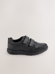Negro - Zapatos escolares con cierre táctil y 2 correas de cuero - Imagen 2 de 5