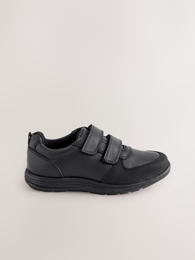 Negro - Zapatos escolares con cierre táctil y 2 correas de cuero - Imagen 2 de 5 Negro - Zapatos escolares con cierre táctil y 2 correas de cuero - Imagen 2 de 5