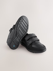 Negro - Zapatos escolares con cierre táctil y 2 correas de cuero - Imagen 3 de 5