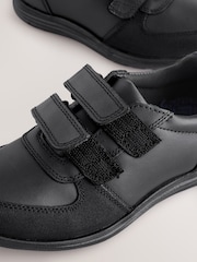 Negro - Zapatos escolares con cierre táctil y 2 correas de cuero - Imagen 4 de 5