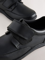 Black Standard Fit (F) Leather 1 Strap Touch Fastening School Shoes - Image 3 of 5
