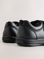 Black Standard Fit (F) Leather 1 Strap Touch Fastening School Shoes - Image 4 of 5
