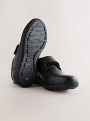 Black Standard Fit (F) Leather 1 Strap Touch Fastening School Shoes - Image 5 of 5
