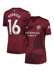 Puma Red Womens Manchester City Third Shirt 2024-25 Rodrigo 16 - Image 1 of 3