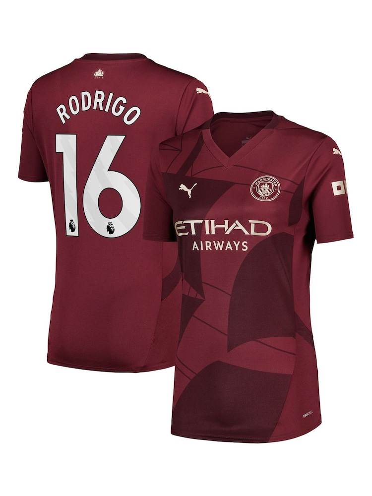 Puma Red Womens Manchester City Third Shirt 2024-25 Rodrigo 16 - Image 1 of 3