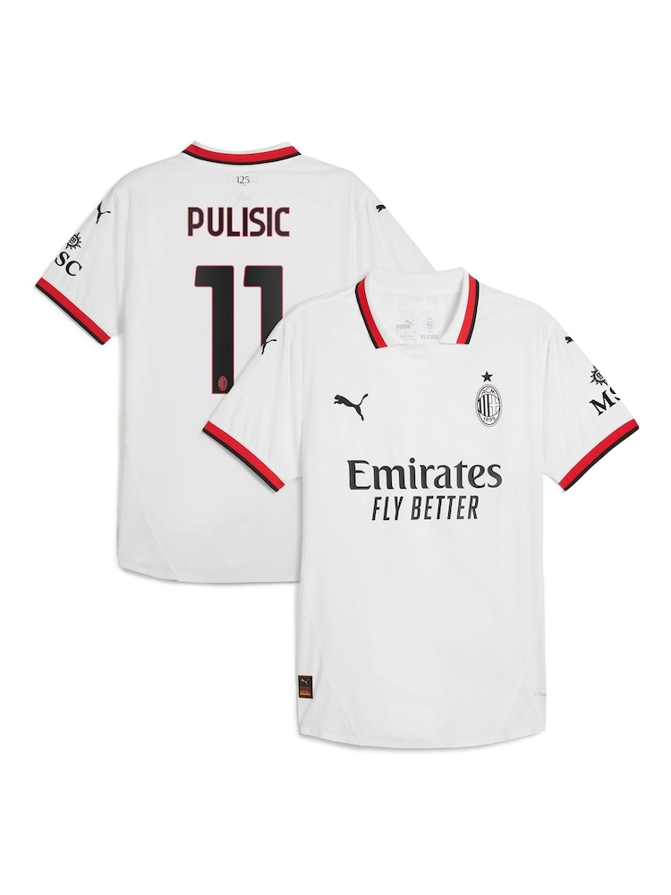 Puma White AC Milan Authentic Away Shirt 2024-25 Pulisic 11 - Image 1 of 3