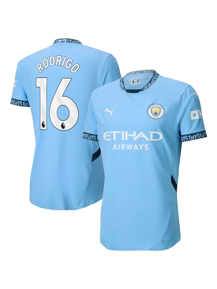 Puma Blue Manchester City Home Authentic Shirt 2024-25 Rodrigo 16 - Image 1 of 3