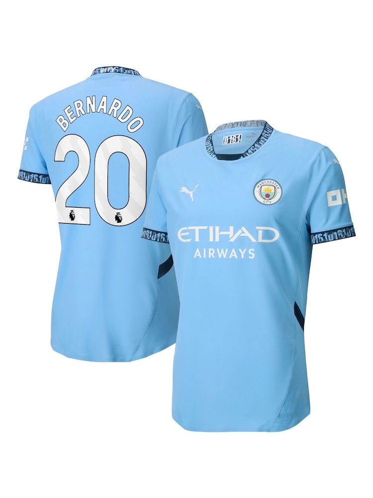 Puma Blue Manchester City Home Authentic Shirt 2024-25 Bernardo 20 - Image 1 of 3