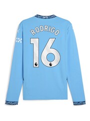Puma Blue Manchester City Home Long Sleeve Shirt 2024-25 with Rodrigo 16 - Image 3 of 3