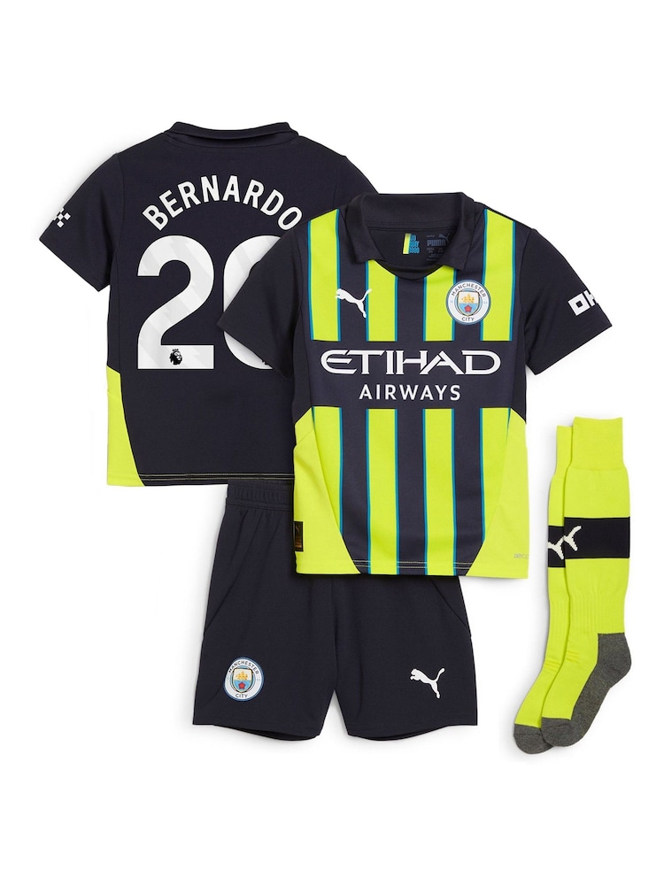 Puma Black Manchester City Away Minikit Shirt 2024-25 with Bernardo 20 - Image 1 of 3