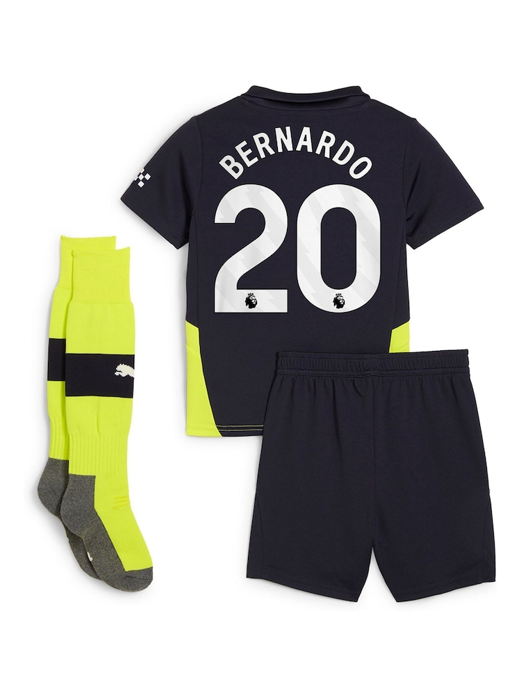 Puma Black Manchester City Away Minikit Shirt 2024-25 with Bernardo 20 - Image 3 of 3