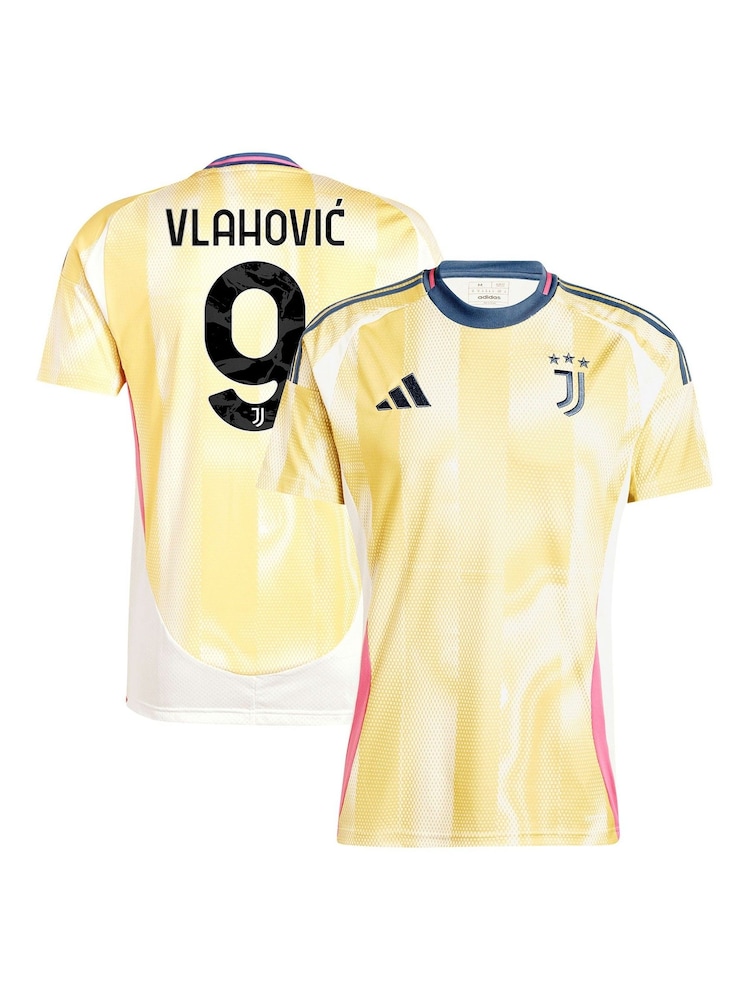 adidas Yellow Vlahovic 9 Juventus Away Shirt 2024-25 - Image 1 of 3