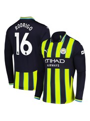 Puma Black Manchester City Away Long Sleeve Shirt 2024-25 with Rodrigo 16 - Image 1 of 3