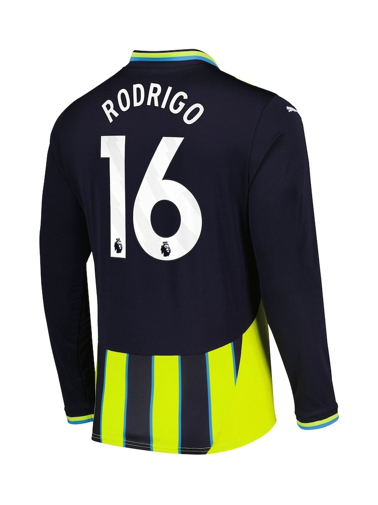 Puma Black Manchester City Away Long Sleeve Shirt 2024-25 with Rodrigo 16 - Image 3 of 3