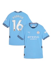 Puma Blue Womens Manchester City Home Shirt 2024-25 Rodrigo 16 - Image 1 of 3