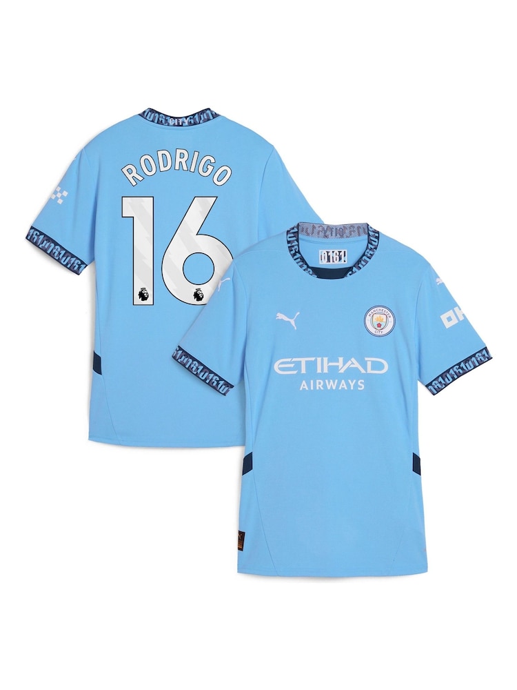 Puma Blue Womens Manchester City Home Shirt 2024-25 Rodrigo 16 - Image 1 of 3