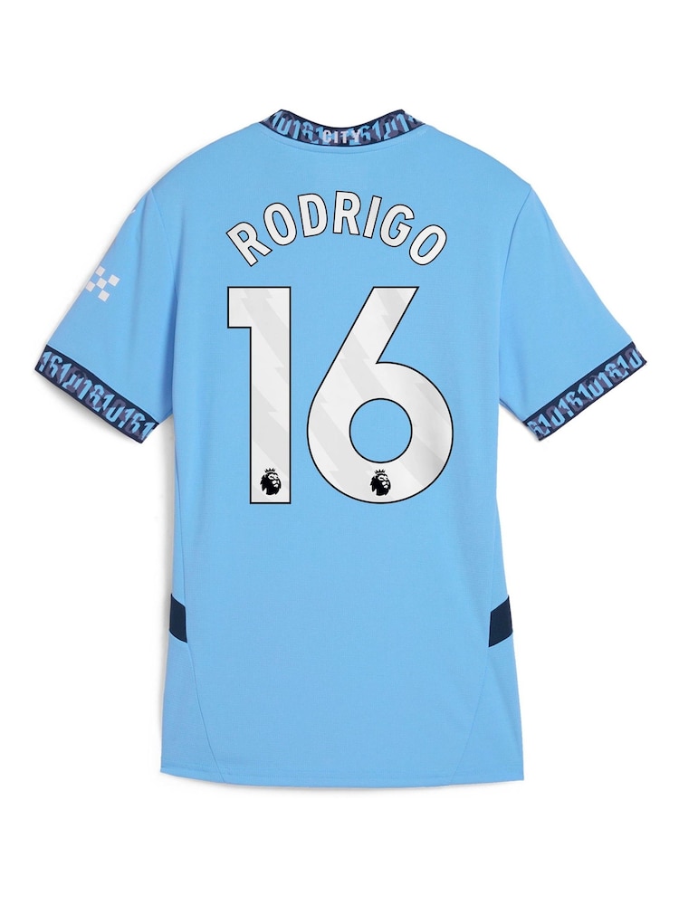 Puma Blue Womens Manchester City Home Shirt 2024-25 Rodrigo 16 - Image 3 of 3