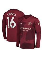 Puma Red Manchester City Third Long Sleeve Shirt 2024-25 Rodrigo 16 - Image 1 of 1