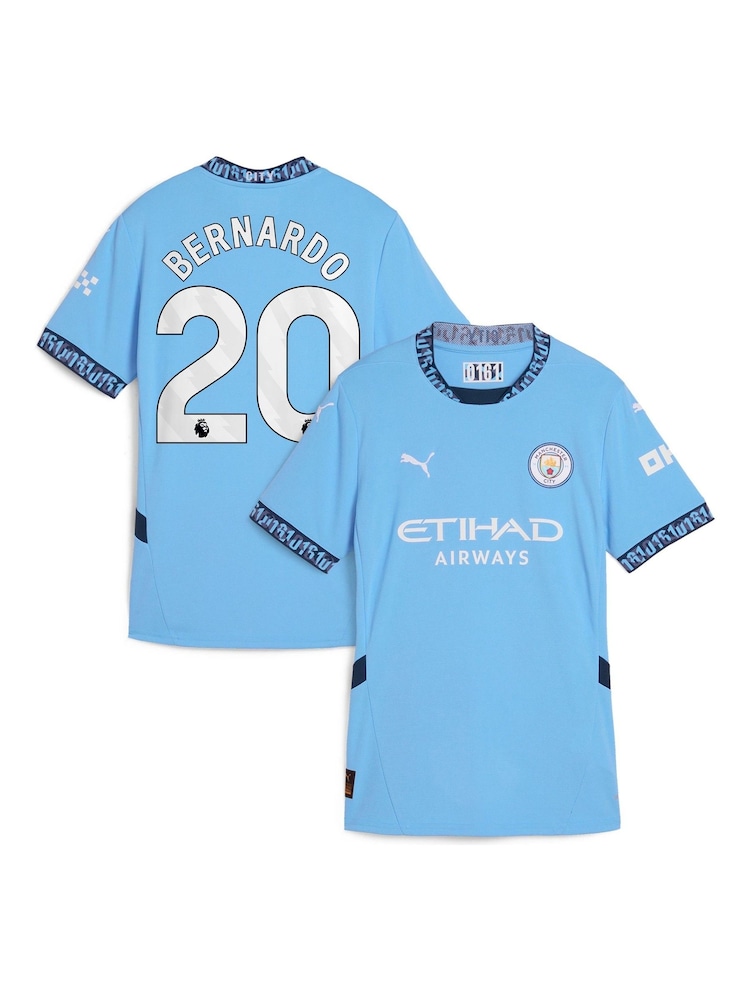 Puma Blue Womens Manchester City Home Shirt 2024-25 with Bernardo 20 - Image 1 of 3