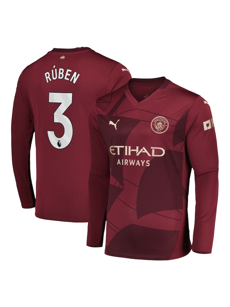 Puma Red Manchester City Third Long Sleeve Shirt 2024-25 Ruben 3 - Image 1 of 3