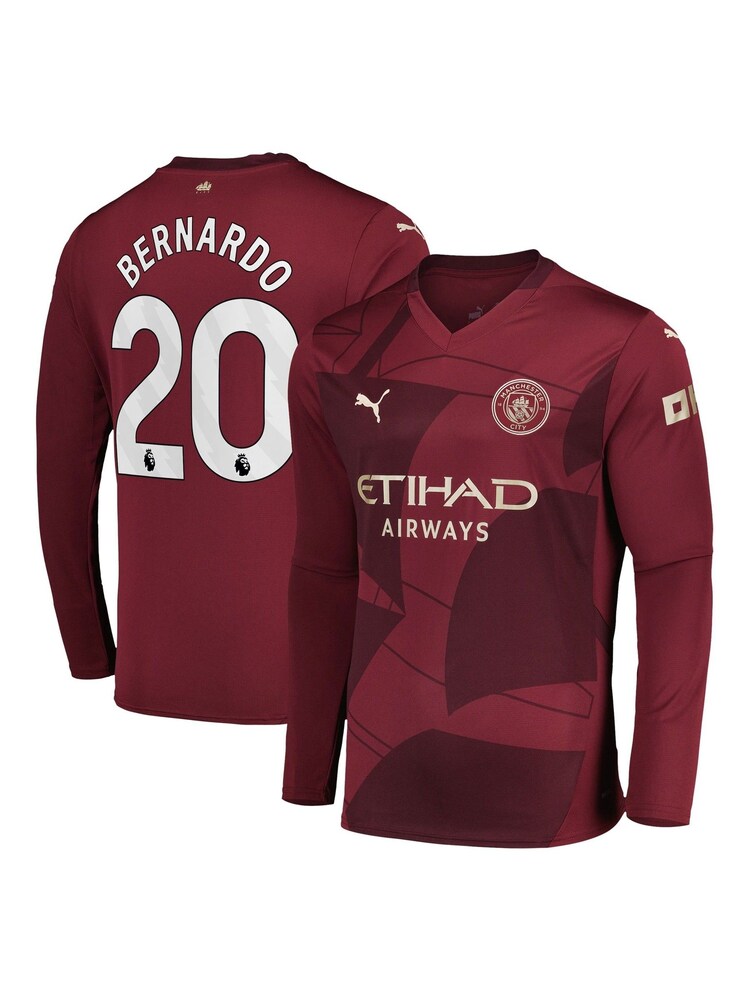 Puma Red Manchester City Third Long Sleeve Shirt 2024-25 Bernardo 20 - Image 1 of 3