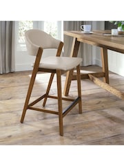 Bentley Designs Rustic Oak Ivory Camden Upholstered Bar Stool - Image 1 of 4