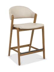 Bentley Designs Rustic Oak Ivory Camden Upholstered Bar Stool - Image 2 of 4