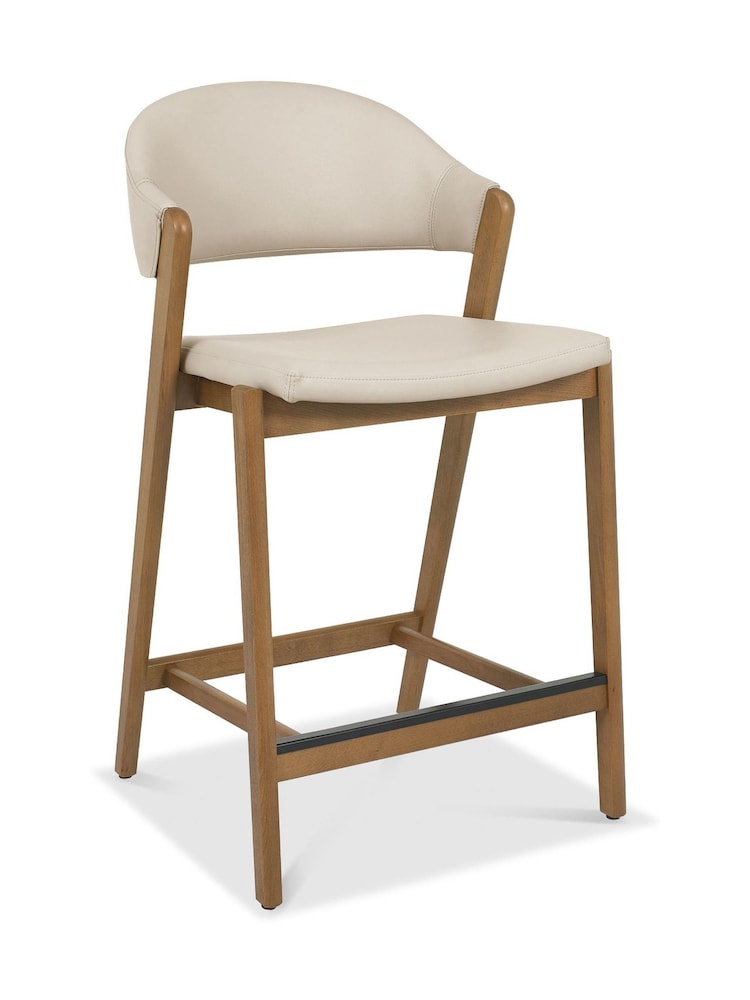 Bentley Designs Rustic Oak Ivory Camden Upholstered Bar Stool - Image 2 of 4