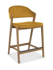 Bentley Designs Rustic Oak Mustard Camden Upholstered Bar Stool - Image 2 of 4