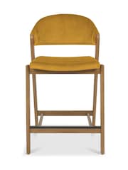 Bentley Designs Rustic Oak Mustard Camden Upholstered Bar Stool - Image 3 of 4