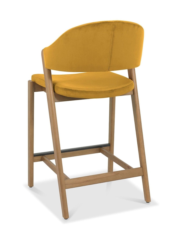 Bentley Designs Rustic Oak Mustard Camden Upholstered Bar Stool - Image 4 of 4