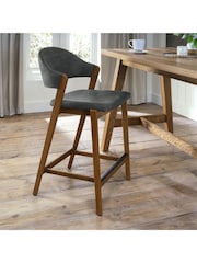Bentley Designs Rustic Oak Dark Grey Camden Upholstered Bar Stool - Image 1 of 4