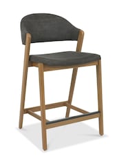 Bentley Designs Rustic Oak Dark Grey Camden Upholstered Bar Stool - Image 2 of 4
