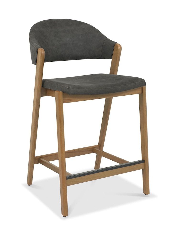 Bentley Designs Rustic Oak Dark Grey Camden Upholstered Bar Stool - Image 2 of 4
