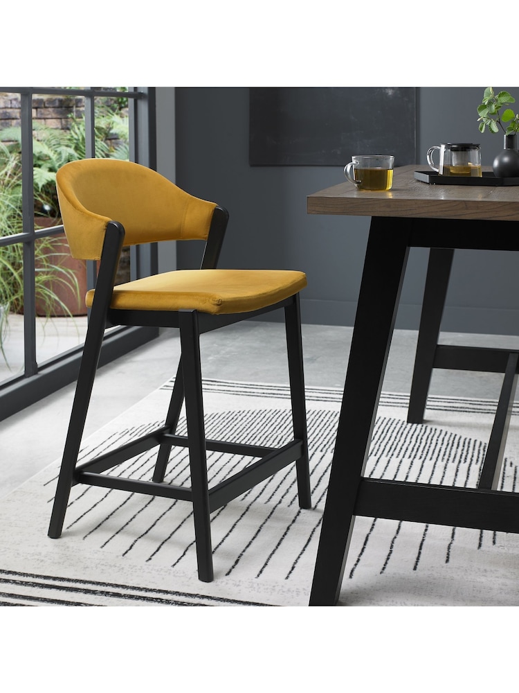 Bentley Designs Peppercorn Mustard Camden Upholstered Bar Stool - Image 1 of 4