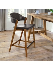 Bentley Designs Rustic Oak Old West Vintage Camden Upholstered Bar Stool - Image 1 of 4