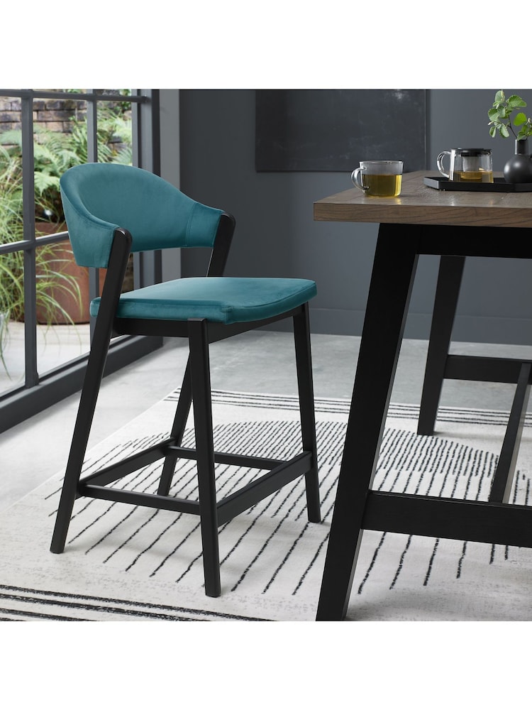 Bentley Designs Peppercorn Azure Camden Upholstered Bar Stool - Image 1 of 4